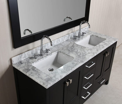 Design Element DEC082A | London 60" Double Sink Vanity Set in Espresso Finish