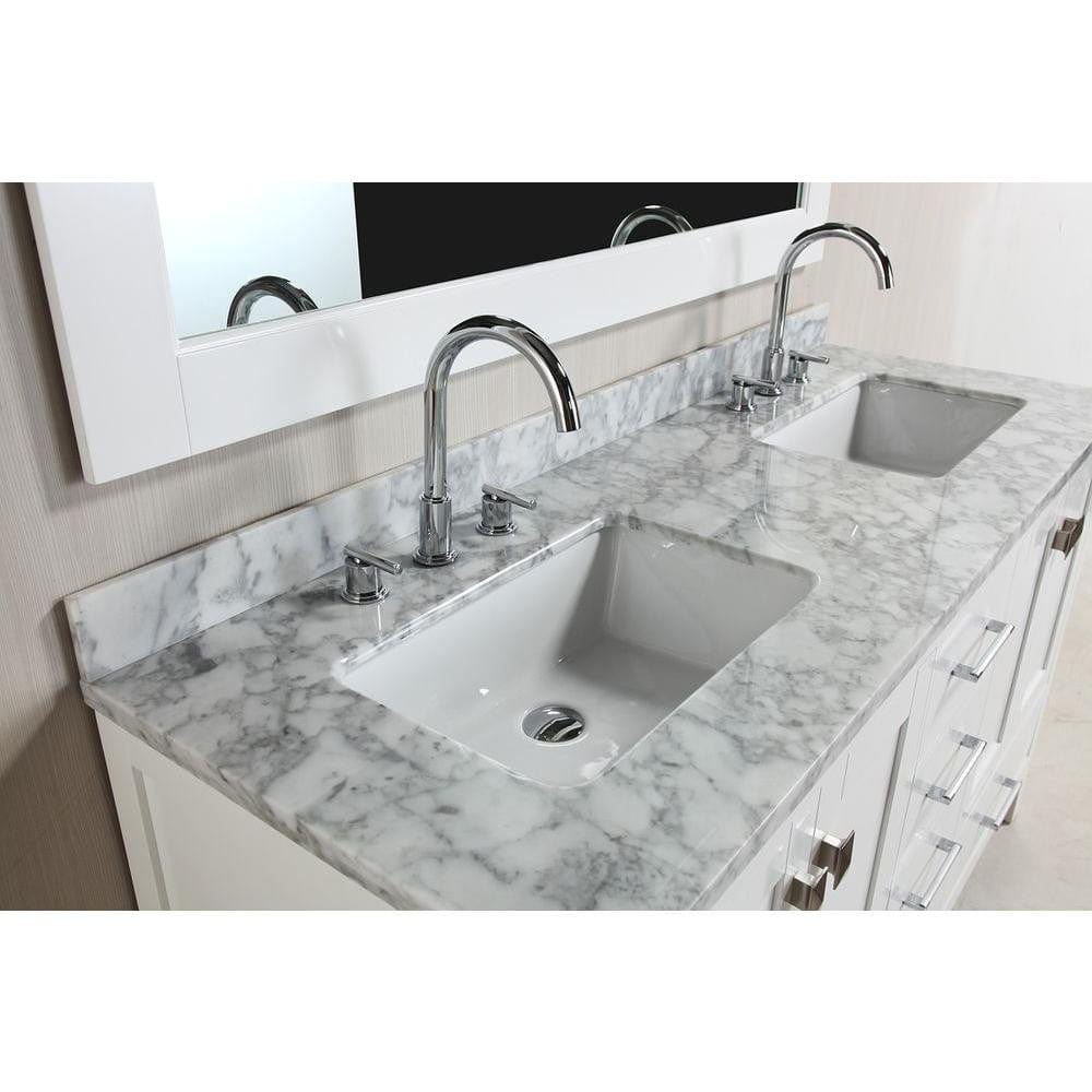Design Element DEC082A-W | London Hyde 60" Double Sink Vanity Set in White Finish
