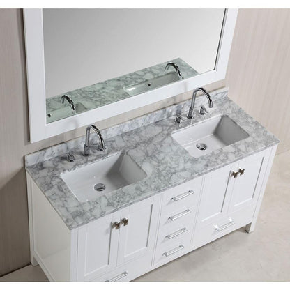 Design Element DEC082A-W | London Hyde 60" Double Sink Vanity Set in White Finish