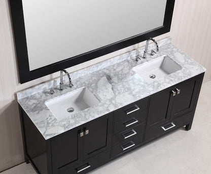 Design Element DEC082B | London 72" Double Sink Vanity Set in Espresso Finish