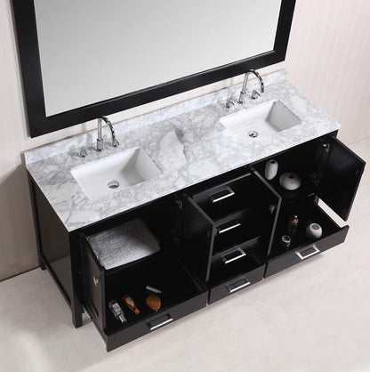 Design Element DEC082B | London 72" Double Sink Vanity Set in Espresso Finish