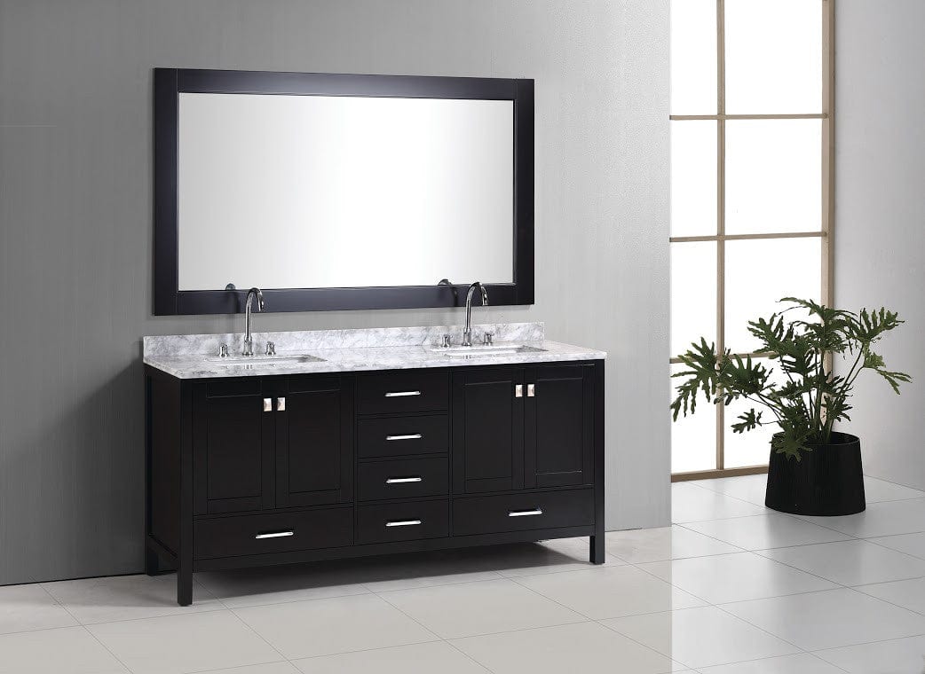 Design Element DEC082B | London 72" Double Sink Vanity Set in Espresso Finish