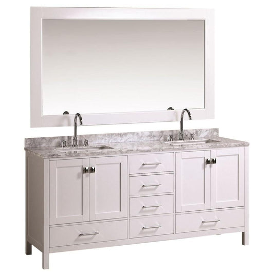 London 72" Double Sink Vanity Set in White Finish