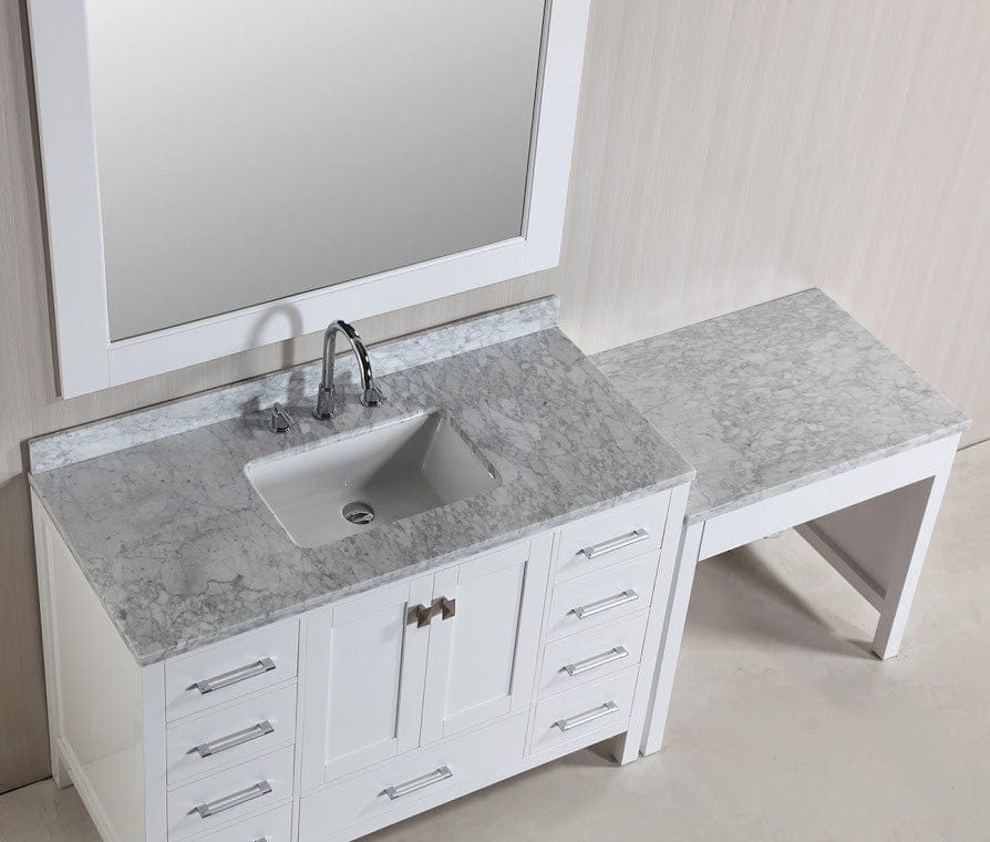 Design Element DEC082C-W_MUT-W | London 48" Single Sink Vanity Set in White Finish with One Make-up table in White Finish