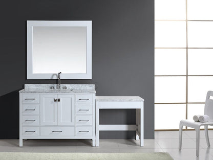 Design Element DEC082C-W_MUT-W | London 48" Single Sink Vanity Set in White Finish with One Make-up table in White Finish