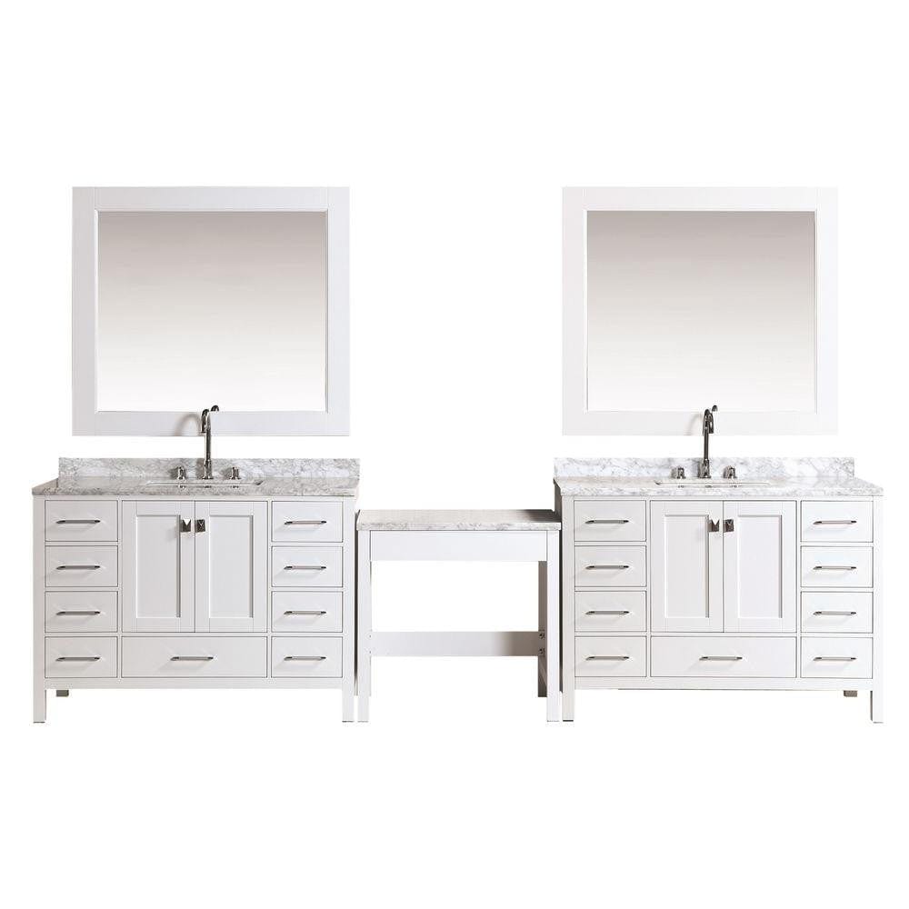 Design Element DEC082C-Wx2_MUT-W | Two London 48" Single Sink Vanity Set in White Finish