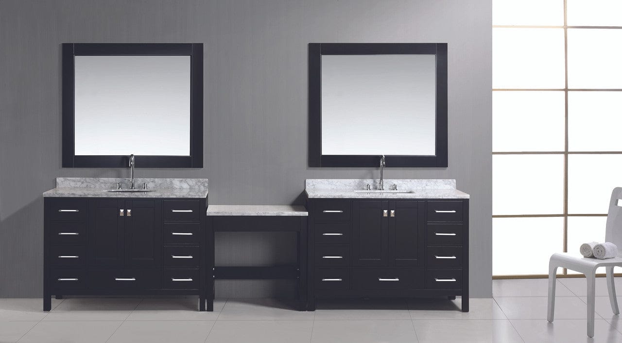 Design Element DEC082CX2_MUT | Two London Hyde 48" Single Sink Vanity Set in Espresso Finish with One Make-up table in Espresso