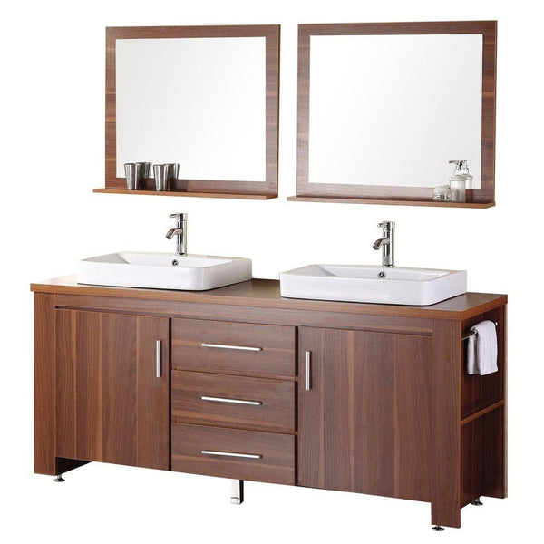 Design Element DEC083D-L | Washington 72 Double Sink Vanity Set in Espresso