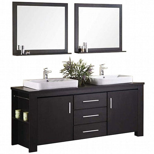 Design Element DEC083D | Washington 72" Double Sink Vanity Set in Espresso