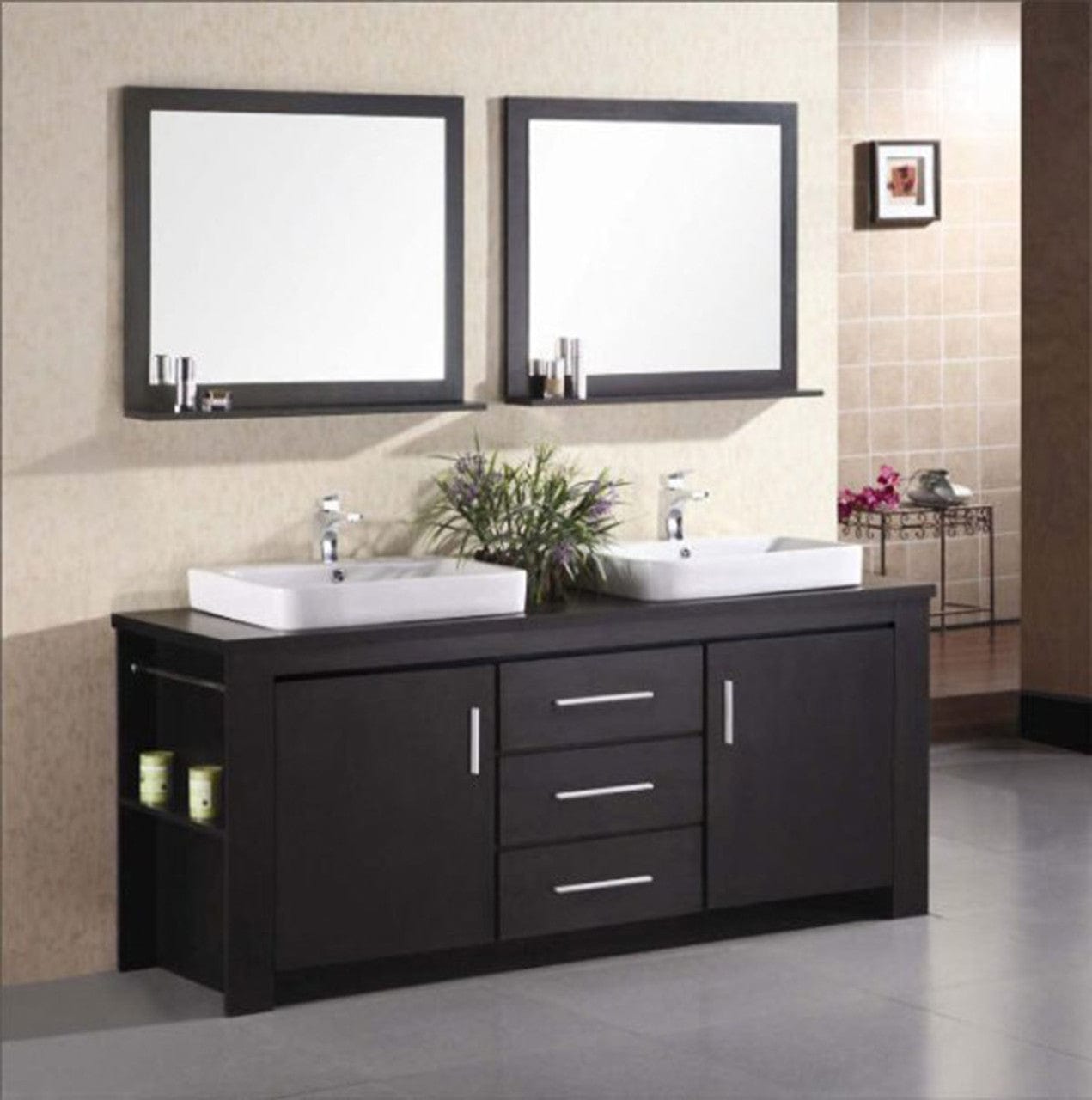 Design Element DEC083D | Washington 72" Double Sink Vanity Set in Espresso