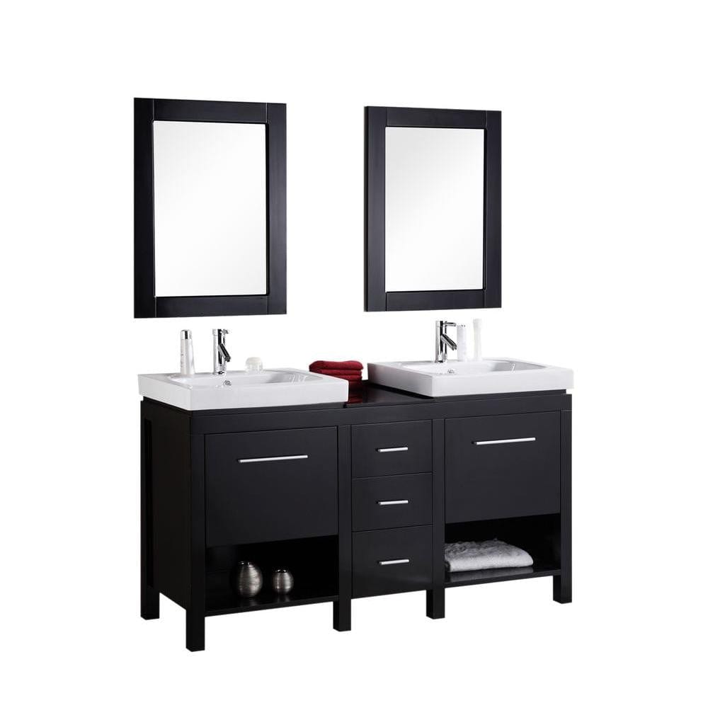 New York 60" Double Sink Vanity Set in Espresso