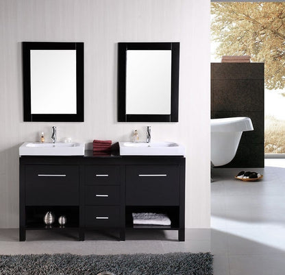 Design Element DEC091B | New York 60" Double Sink Vanity Set in Espresso