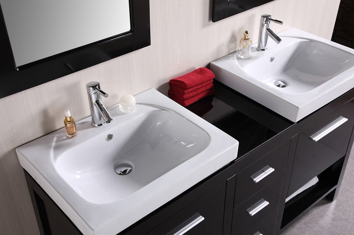 Design Element DEC091B | New York 60" Double Sink Vanity Set in Espresso