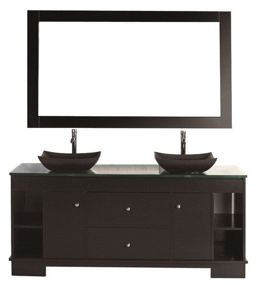 Design Element DEC105-60 | Oasis 60 Double Sink Vanity Set in Espresso with Mirror