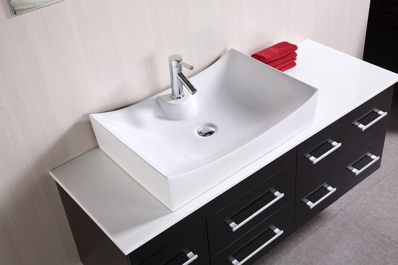 Design Element DEC1101 | Springfield 53" Single Sink - Wall Mount Vanity Set in Espresso