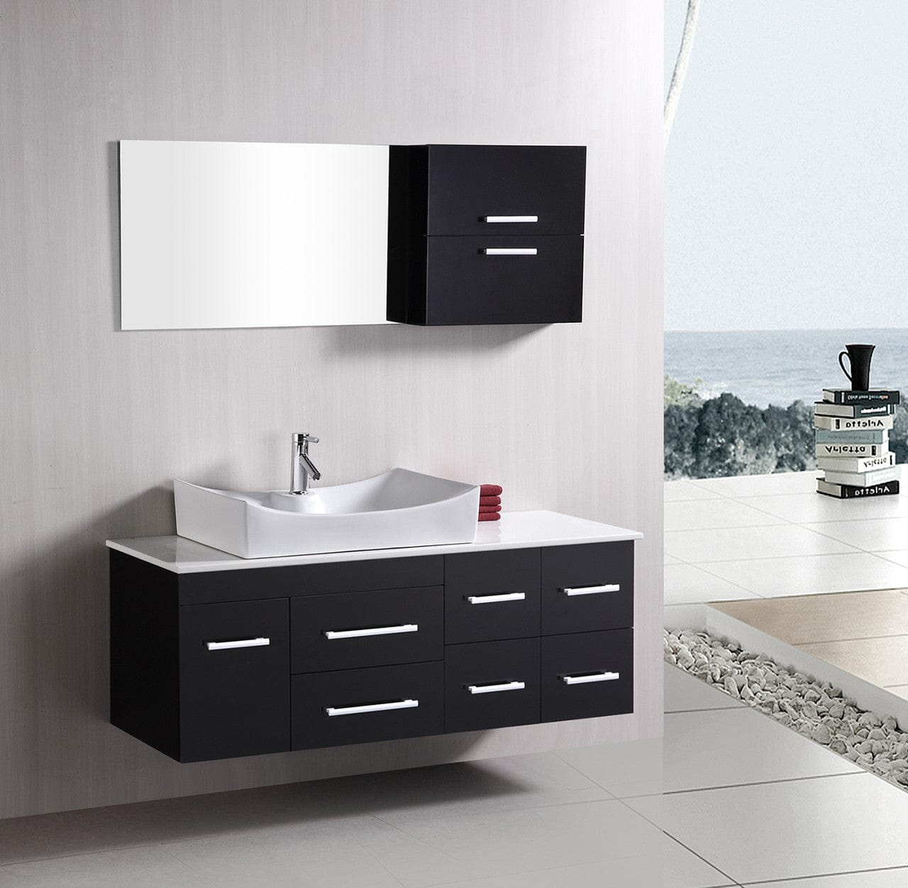 Design Element DEC1101 | Springfield 53" Single Sink - Wall Mount Vanity Set in Espresso