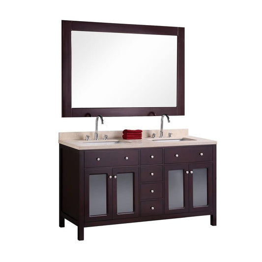 Design Element DEC302A | Venetian 60" Double Sink Vanity Set in Espresso