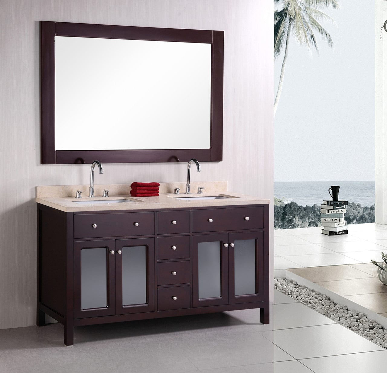 Design Element DEC302A | Venetian 60" Double Sink Vanity Set in Espresso