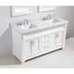 Design Element Hudson 72" Double Sink Vanity Set in White w/ Carrara Marble Countertop | Square Basin