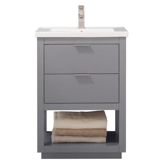 Design Element Klein 24" Gray Modern Single Sink Vanity