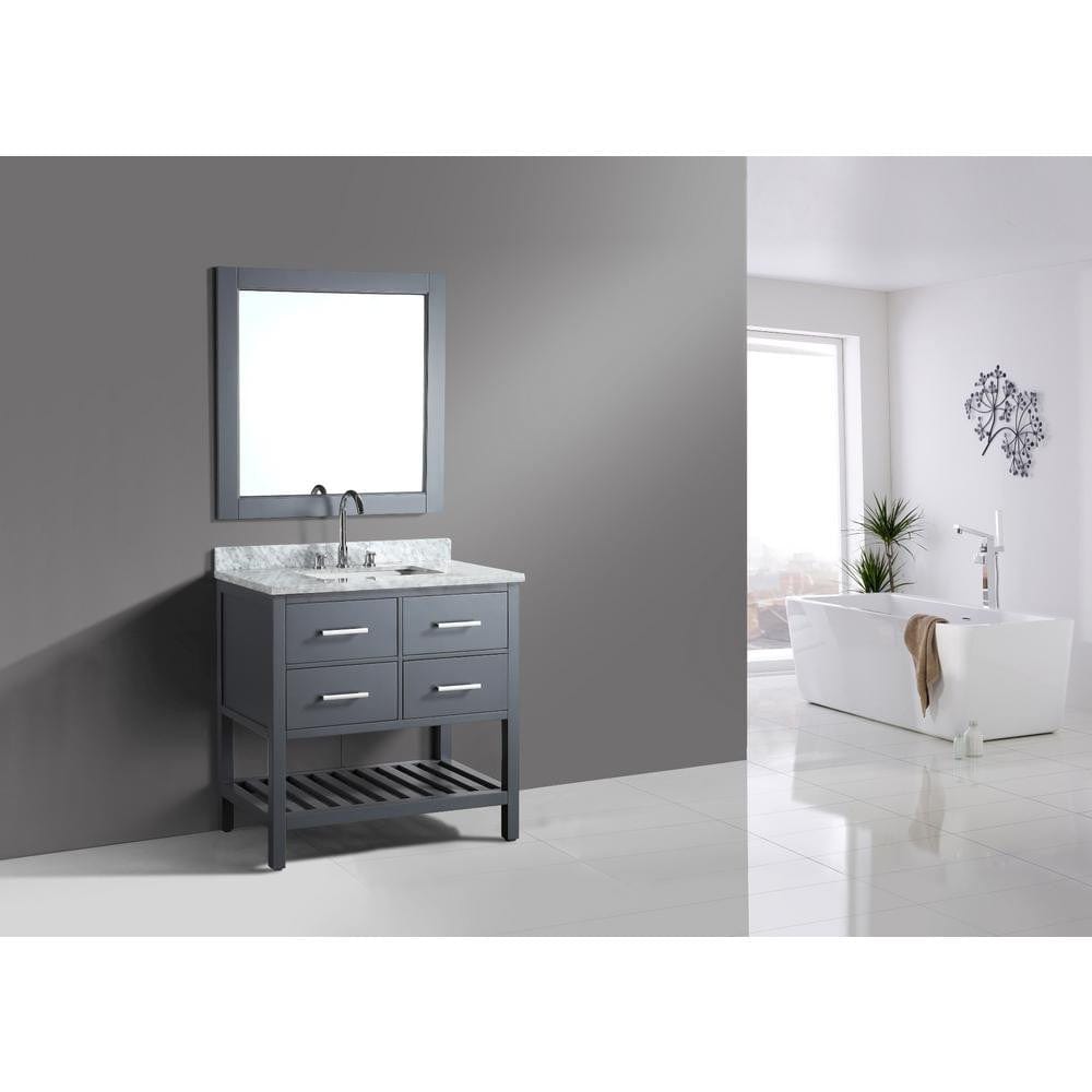 Design Element London Cambridge 36" Single Sink Vanity Set in Gray