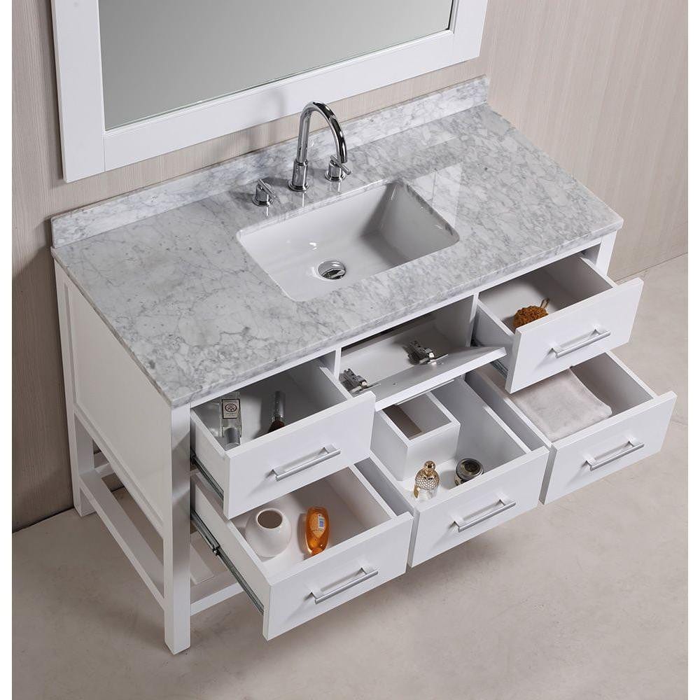 Design Element London Cambridge 48" Single Sink Vanity Set in White Finish