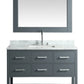 London 48" Vanity in Gray with Marble Vanity Top in Carrera White with White Basin and Mirror