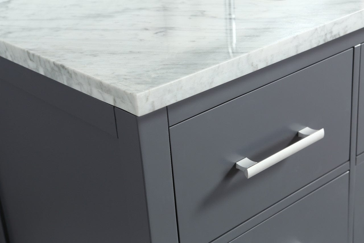 Design Element London Cambridge 48" Vanity in Gray w/ Carrara Marble Countertop | Square Basin