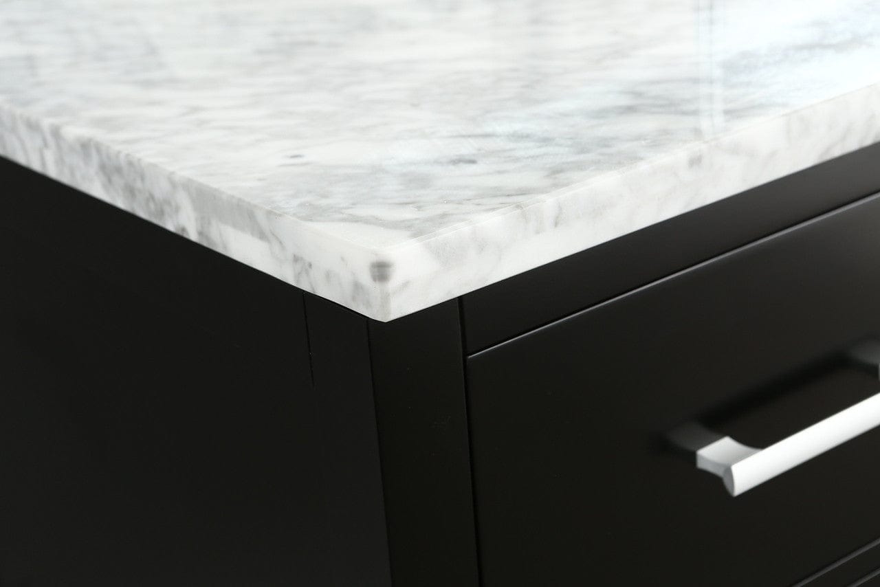 Design Element London Cambridge 54" Single Sink Vanity Set in Espresso w/ Carrara Marble Countertop | Square Basin