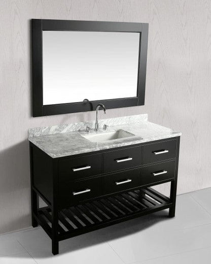 Design Element London 54" Single Sink Vanity Set in Espresso w/ Marble Top | DEC077H-E-WT