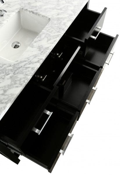 Design Element London Cambridge 54" Single Sink Vanity Set in Espresso w/ Marble Top | DEC077H-E-WT