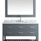 Design Element London 54" Single Sink Vanity Set in Gray w/ Marble Top | DEC077H-G-WT
