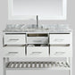 Design Element London Cambridge 54" Single Sink Vanity Set in White w/ Marble Top | DEC077H-W-WT