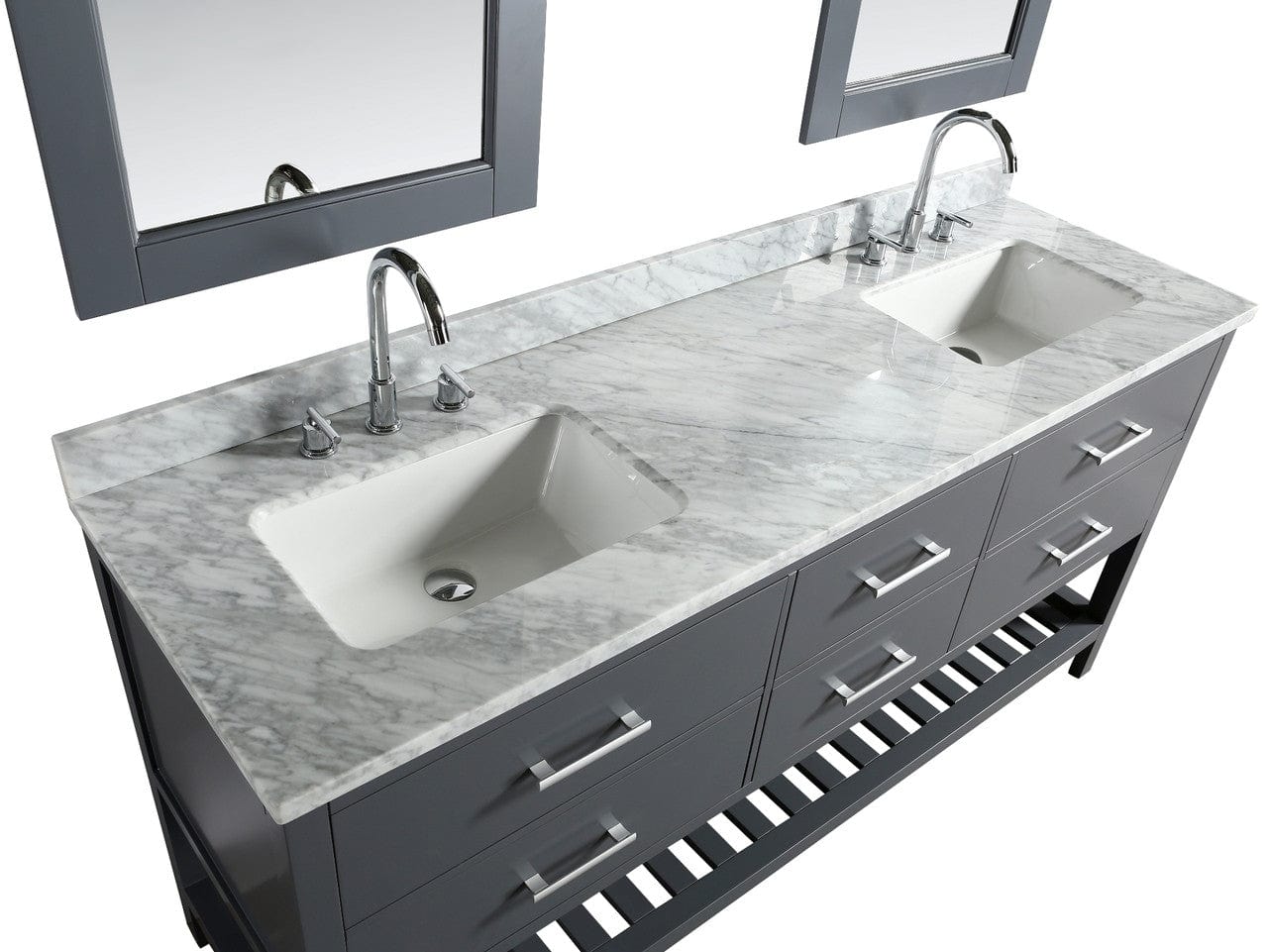 Design Element London Cambridge 61" Vanity in Gray w/ Carrera Marble Countertop | Square Basin