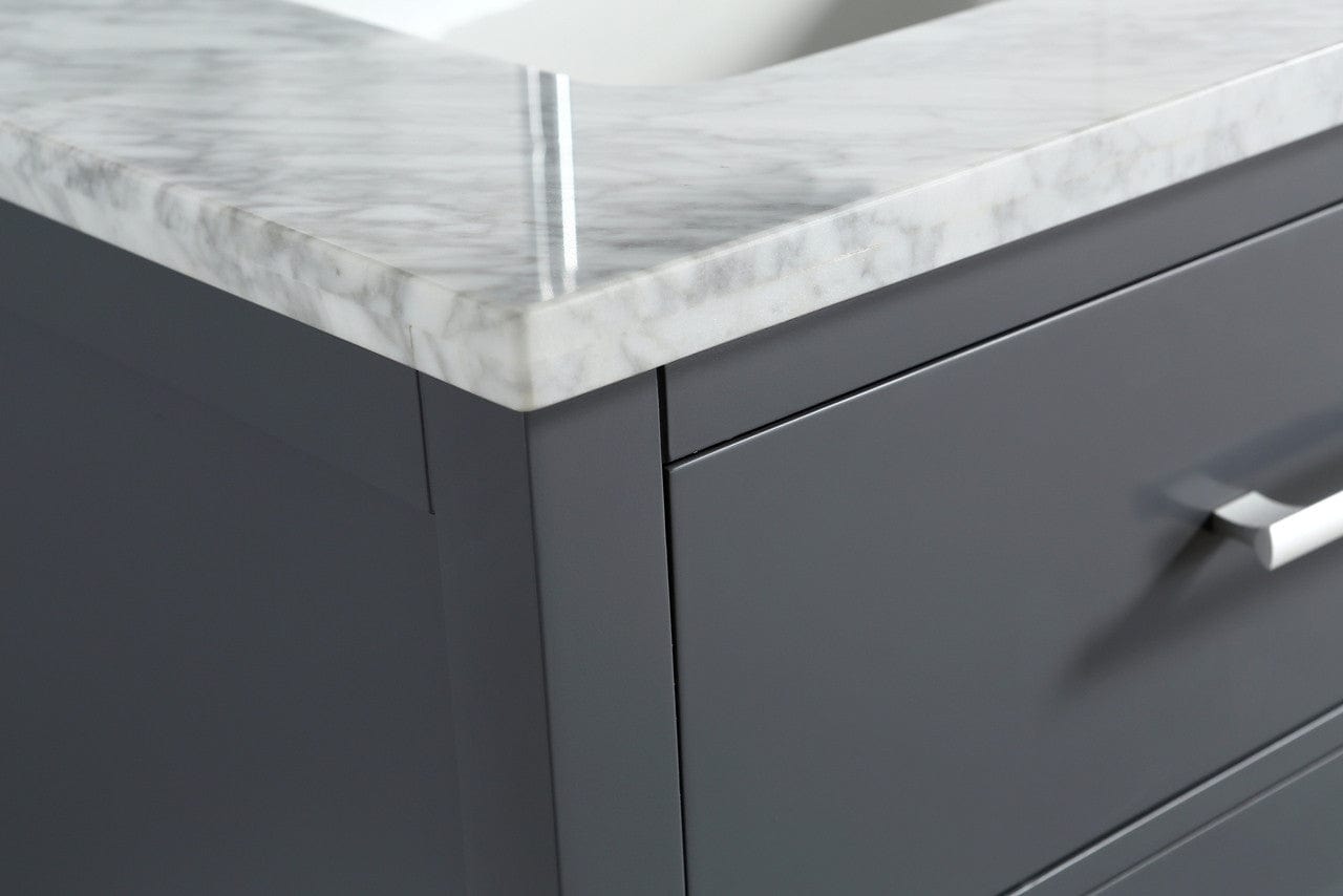 Design Element London Cambridge 61" Vanity in Gray w/ Carrera Marble Countertop | Square Basin