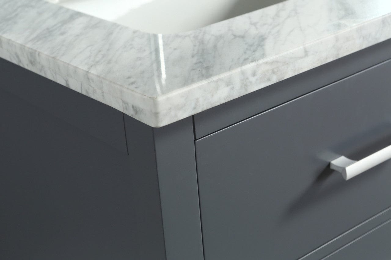 Design Element London Cambridge 72" Vanity in Gray w/ Carrera Marble Countertop | Square Basin