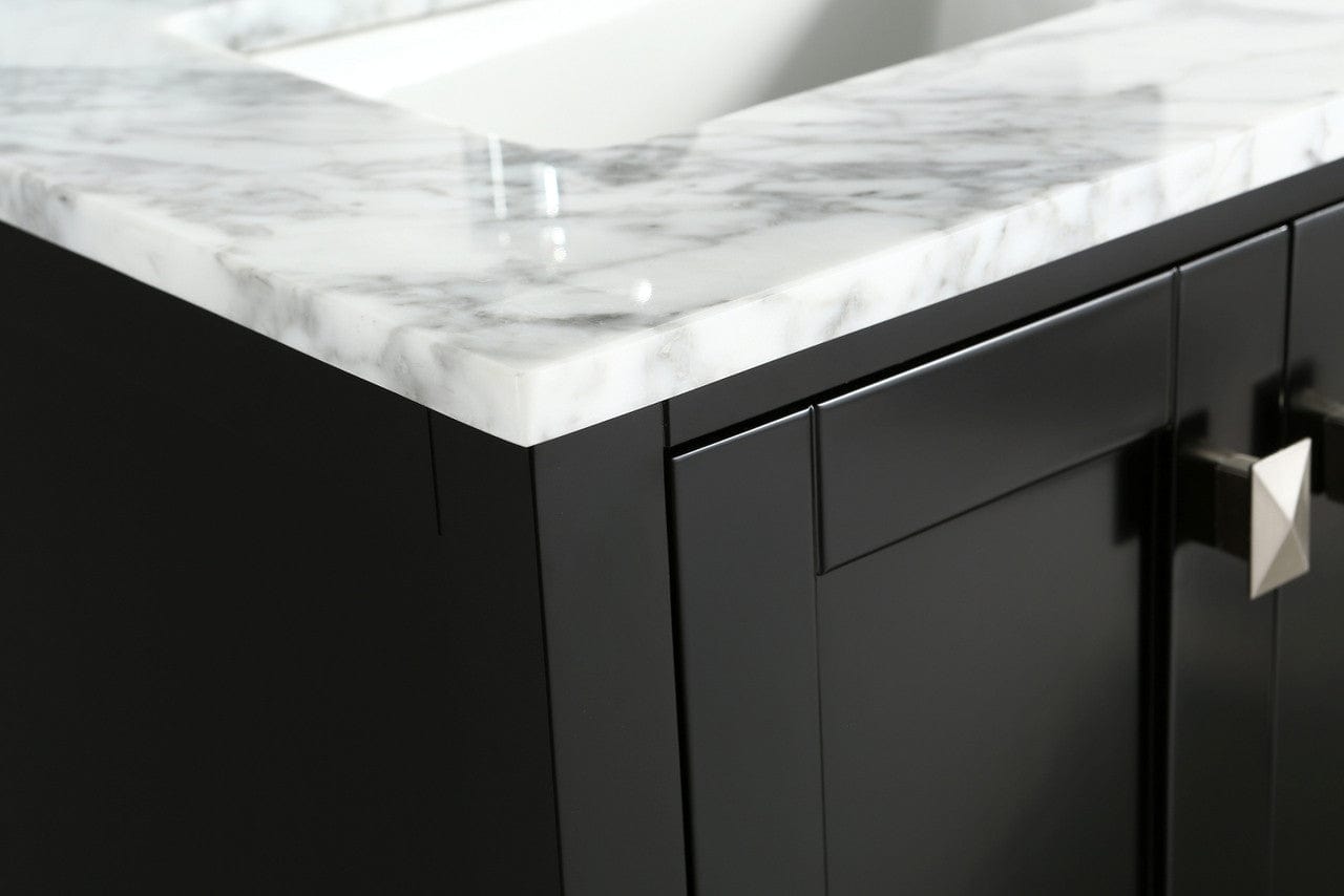 Design Element London Hyde 36" Vanity in Espresso w/ Carrara Marble Countertop | Square Basin