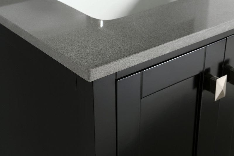 Design Element London Hyde 36" Vanity in Espresso w/ Quartz Top in Gray and Mirror | DEC082F-E-GT