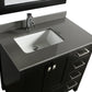 Design Element London Hyde 36" Vanity in Espresso with Quartz Vanity Top in Gray with White Basin and Mirror