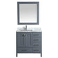 Design Element London 36" Vanity in Gray w/ Marble Top and Mirror | DEC082F-G-WT