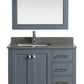 London 36" Vanity in Gray with Quartz Vanity Top in Gray with White Basin and Mirror