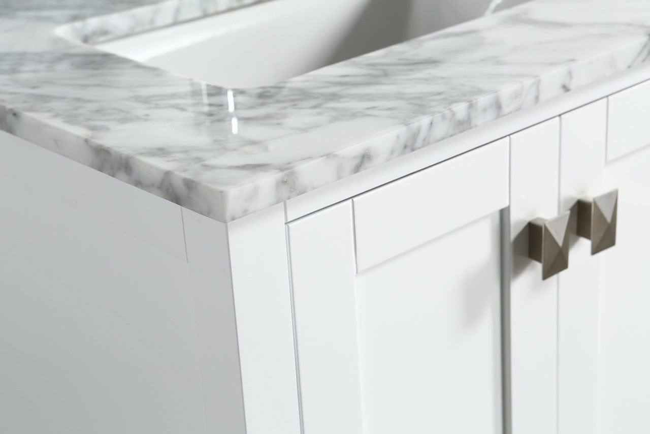 Design Element London Hyde 36" Vanity in White w/ Carrara Marble Countertop | Square Basin