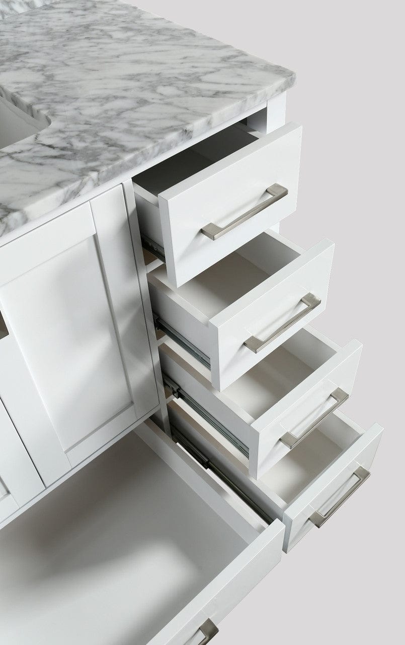 Design Element London Hyde 36" Vanity in White w/ Carrara Marble Countertop | Square Basin