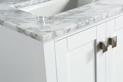 Design Element London Hyde 36" Vanity in White w/ Marble Top and Mirror | DEC082F-W-WT