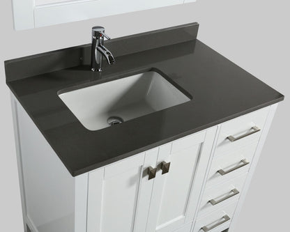 Design Element London Hyde 36" Vanity in White w/ Quartz Countertop | Square Basin