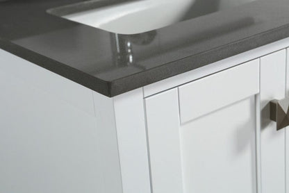 Design Element London Hyde 36" Vanity in White w/ Quartz Top in Gray and Mirror | DEC082F-W-GT