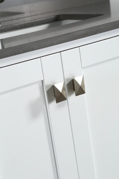 Design Element London Hyde 36" Vanity in White w/ Quartz Top in Gray and Mirror | DEC082F-W-GT