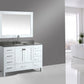 Design Element London 54" Vanity in White w/ Quartz Top in Gray and Mirror | DEC082D-W-GT