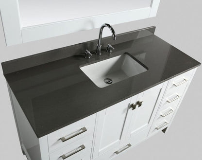 Design Element London Hyde 54" Vanity in White w/ Quartz Top in Gray and Mirror | DEC082D-W-GT