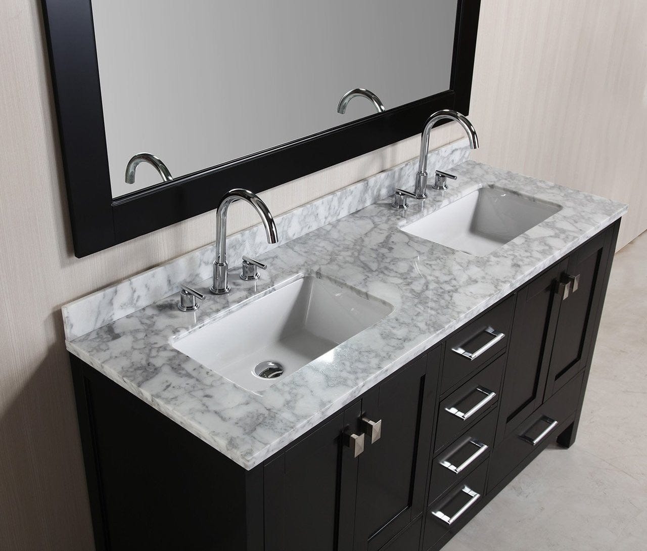 Design Element London Hyde 60" Double Sink Vanity Set in Espresso Finish